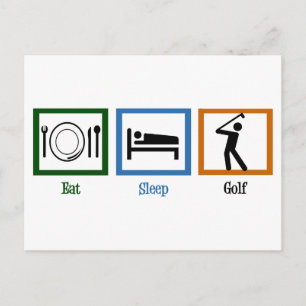 Carte Postale Mange Sleep Play Golf