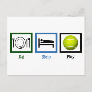 Carte Postale Mange Sleep Play Tennis