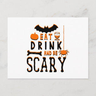 Carte Postale manger boire et être effrayant halloween