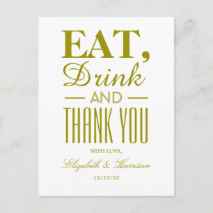 Carte Postale Manger, Boire et Merci Or