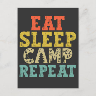 Carte Postale Manger Camp de sommeil Répéter Camping Amoureux