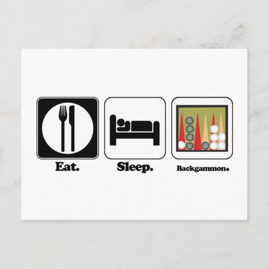 Carte Postale manger dormir backgammon (Devant)