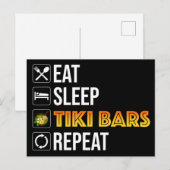Carte Postale Manger. Dormir. Bars Tiki. Répéter (Devant / Derrière)