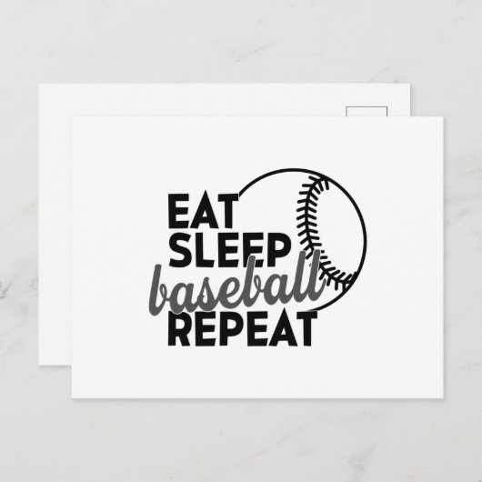 Carte Postale Manger Dormir Baseball Répéter (Devant / Derrière)