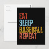 CARTE POSTALE MANGER DORMIR BASEBALL RÉPÉTER (Devant / Derrière)