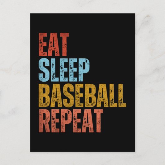CARTE POSTALE MANGER DORMIR BASEBALL RÉPÉTER (Devant)