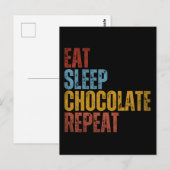 CARTE POSTALE MANGER DORMIR CHOCOLAT RÉPÉTER (Devant / Derrière)