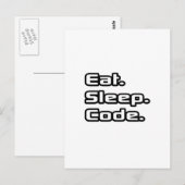 Carte Postale Manger. Dormir. Code. (Devant / Derrière)