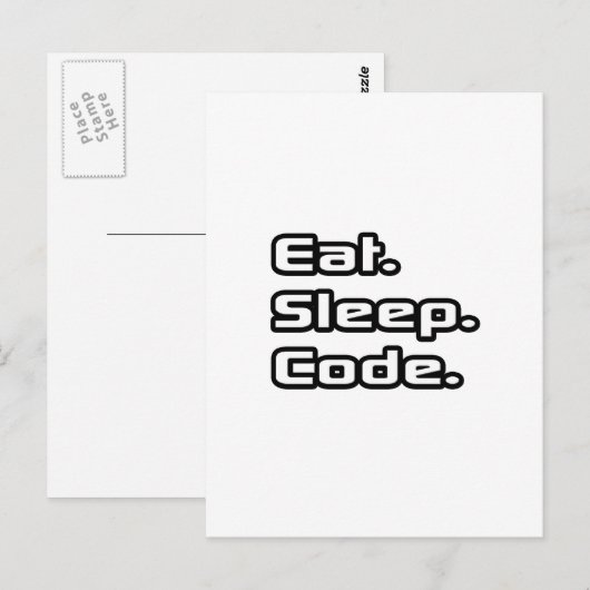 Carte Postale Manger. Dormir. Code. (Devant / Derrière)