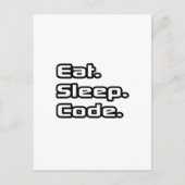 Carte Postale Manger. Dormir. Code. (Devant)