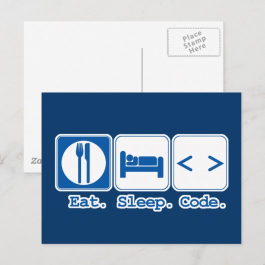 Carte Postale manger dormir coder (html) (Devant / Derrière)