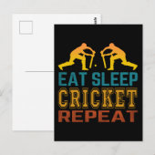 Carte Postale Manger Dormir Cricket Répéter (Devant / Derrière)