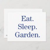 Carte Postale Manger. Dormir. Jardin. (Devant / Derrière)