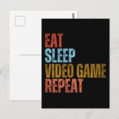 CARTE POSTALE MANGER DORMIR JEUX VIDÉO RÉPÉTER (Devant / Derrière)