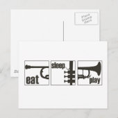 Carte Postale Manger. Dormir. Joue. Trompette (Devant / Derrière)