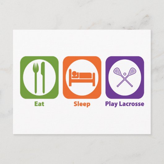 Carte Postale Manger Dormir Jouer Lacrosse (Devant)