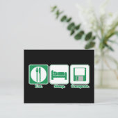 Carte Postale manger dormir ordinateur (vert) (Debout devant)
