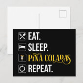 Carte Postale Manger. Dormir. Pina Coladas. Répéter.  (Devant / Derrière)