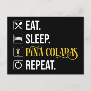 Carte Postale Manger. Dormir. Pina Coladas. Répéter.