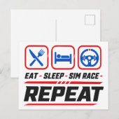 Carte Postale Manger dormir sim course répéter pour les fans de (Devant / Derrière)