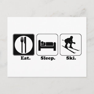 Carte Postale manger dormir skier