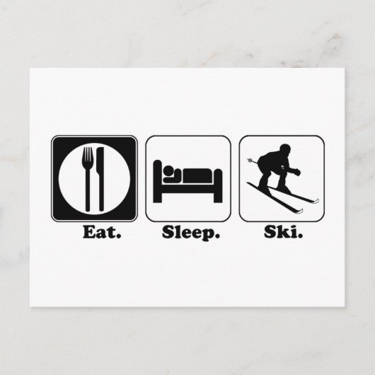 Carte Postale manger dormir skier (Devant)