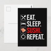 Carte Postale Manger. Dormir. Sushi. Répéter (Devant / Derrière)