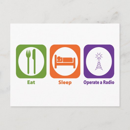 Carte Postale Manger le sommeil Exploiter une radio (Devant)