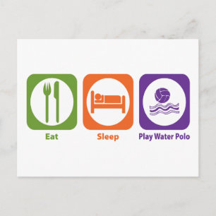 Carte Postale Manger Le Sommeil Jouer Water Polo