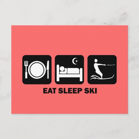 Carte Postale manger l'eau du sommeil ski (Devant)