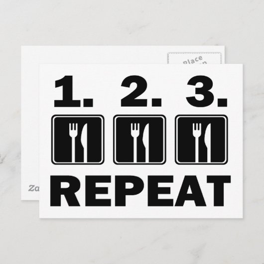 Carte Postale Manger Manger Manger et répéter (Devant / Derrière)