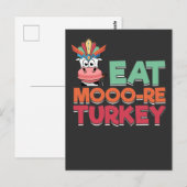 Carte Postale Manger Plus de Dinde Vacances de Thanksgiving Vach (Devant / Derrière)