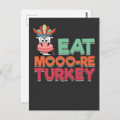 Carte Postale Manger Plus Turquie Thanksgiving Vache de vacances (Devant / Derrière)