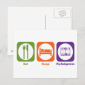 Carte Postale Manger Sleep Jouer Backgammon (Devant / Derrière)