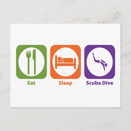 Carte Postale Manger Sleep Scuba Dive (Devant)