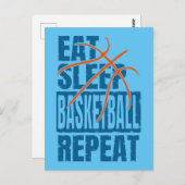 CARTE POSTALE MANGER SOMMEIL BASKETBALL RÉPÉTER (Devant / Derrière)