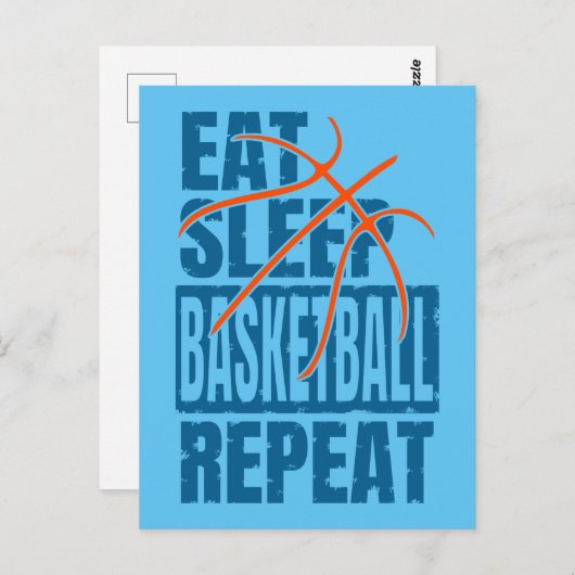 CARTE POSTALE MANGER SOMMEIL BASKETBALL RÉPÉTER (Devant / Derrière)
