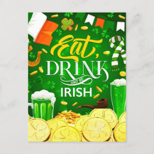 Carte Postale Mangez Boire et Soyez Irlandais