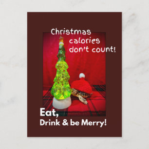 Carte Postale Mangez boire et soyez joyeux bébé sulcata tortue