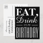 Carte Postale Mangez, buvez C'est mon invitation d'anniversaire (Devant / Derrière)