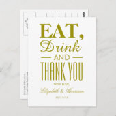 Carte Postale Mangez, buvez et Merci Gold (Devant / Derrière)