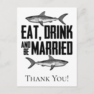 Carte Postale Mangez, Buvez et soyez Mariés Requins Mariage Merc