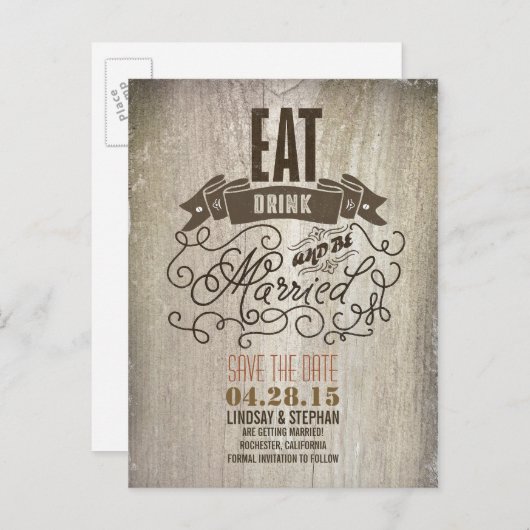 Carte postale 'Mangez, buvez et soyez mariés, Sauv (Devant / Derrière)