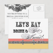 Carte Postale Mangez, Buvez n Mariez-vous, Invitation à la douch (Devant / Derrière)