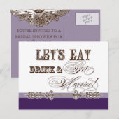 Carte Postale Mangez, Buvez n Mariez-vous, Invitation à la douch (Devant / Derrière)