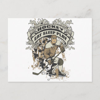 Carte Postale Mangez, dormez, jouez au hockey