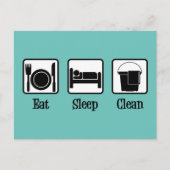 Carte Postale Mangez Dormir Nettoyer Mignonne Service De Maîtres (Devant)