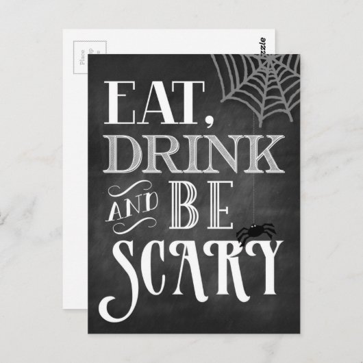 Carte Postale Mangez la boisson et soyez effrayant (Devant / Derrière)