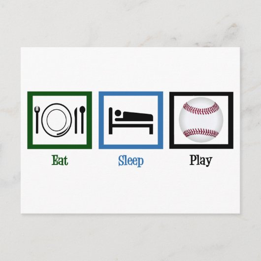 Carte Postale Mangez le sommeil Jouer au baseball (Devant)