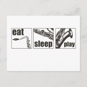 Carte Postale Mangez le sommeil Jouer le saxo